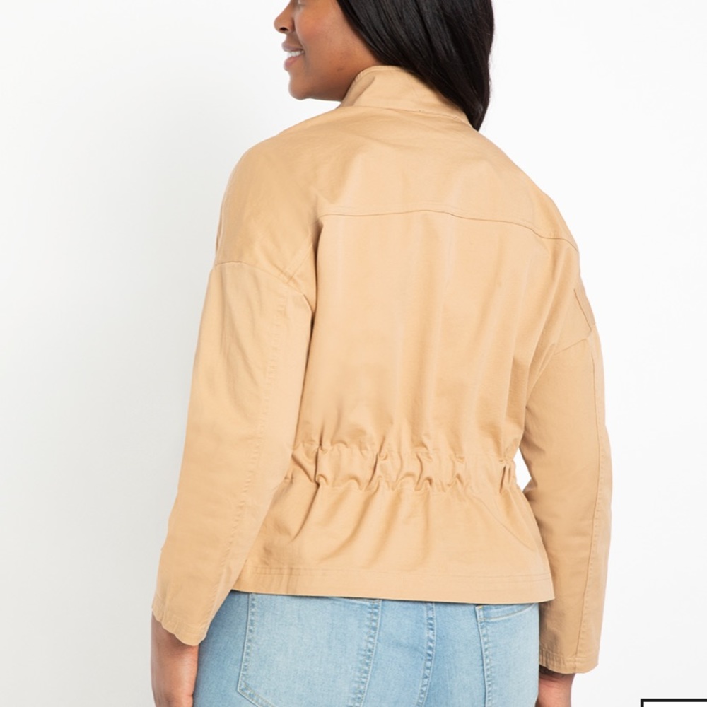 🛑SOLD Eloquii Plus Size Tan Cinched Waist Anorak Jacket Size 22 - Picture 3 of 8